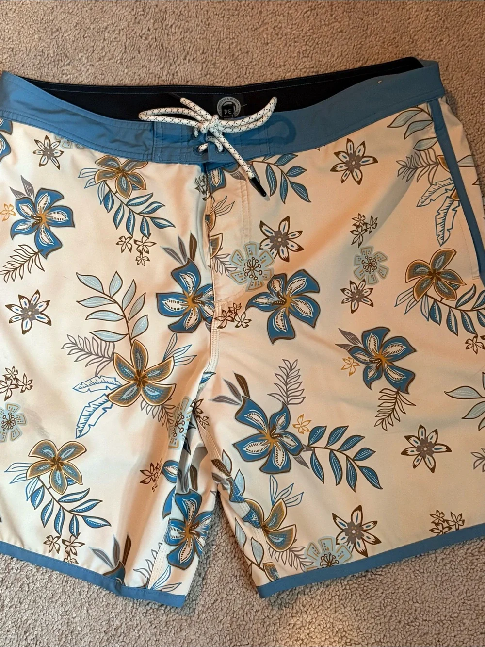 Men's Swim Suit in Blue and Cream Floral